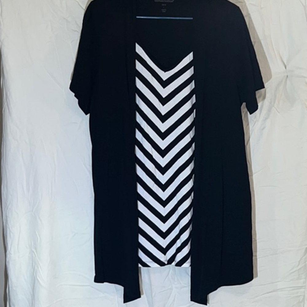 Black and White Chevron Dress with Cardigan